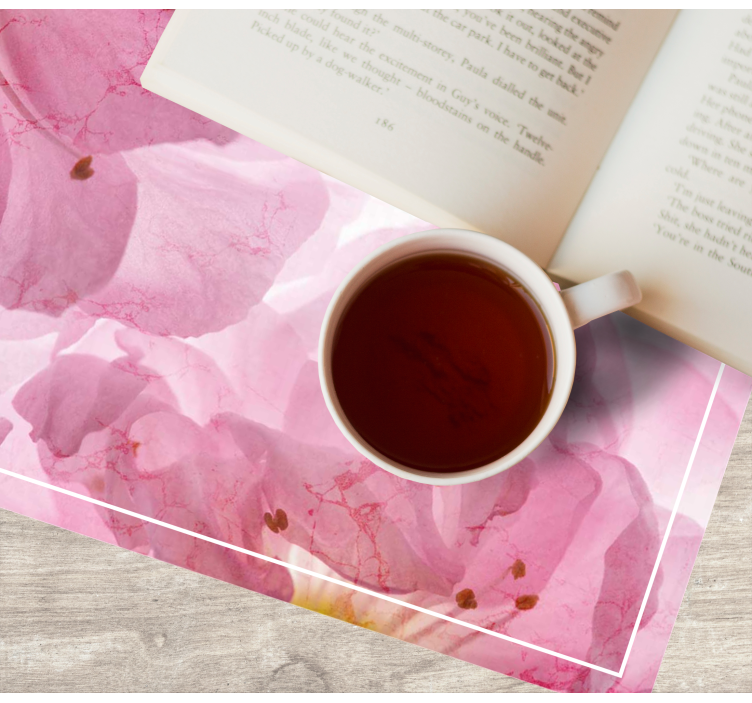 Mantel individual original Flores rosadas con hojas - TenVinilo