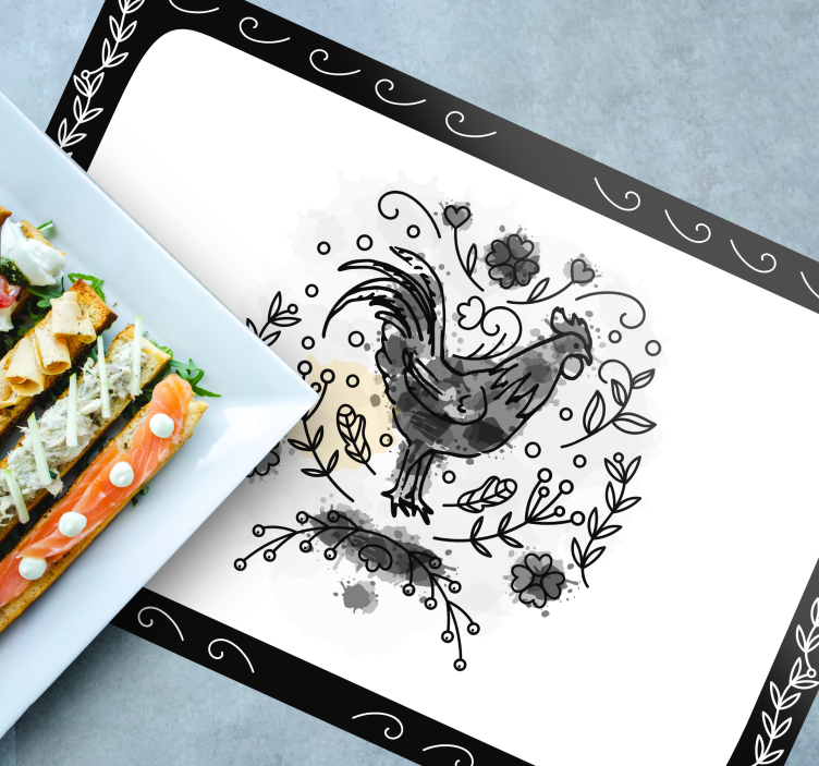 Individual mesa moderno ilustración elegante de gallo - TenVinilo