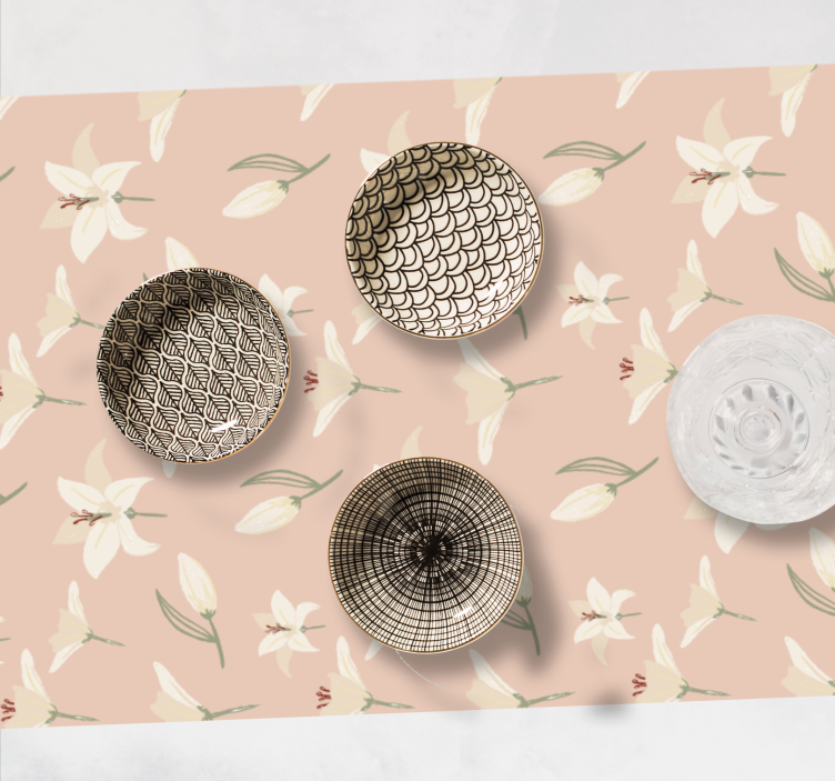 Mantel individual original Lirio blanco sobre fondo desnudo - TenVinilo