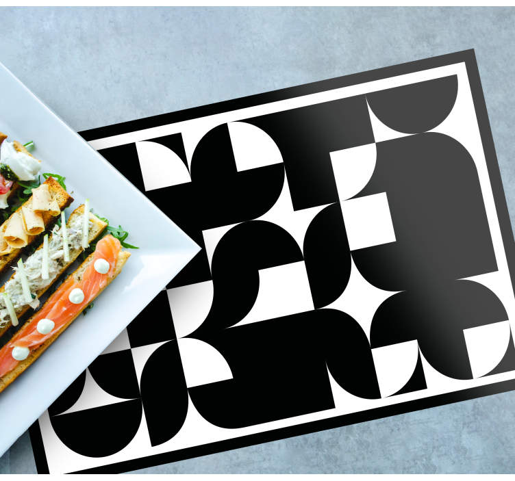 Mantel individual original Patrón de arte geométrico círculo negr - TenVinilo