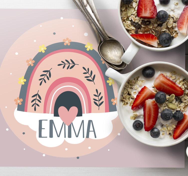 Manteles individuales con nombre y Arcoiris - TenVinilo