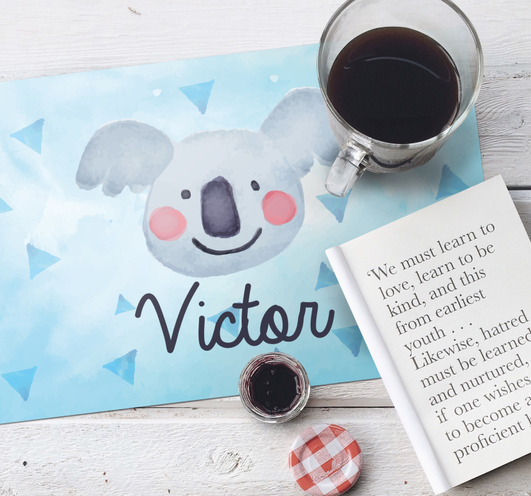 Manteles individuales con nombre Para niños koala con nombre - TenVinilo