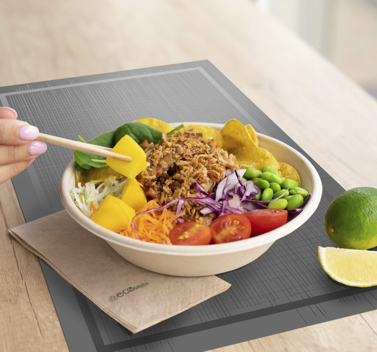 Mantel individual elegante rayas grises - TenVinilo