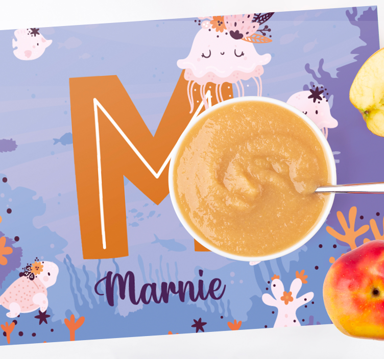 Mantel individual infantil marino con nombre - TenVinilo