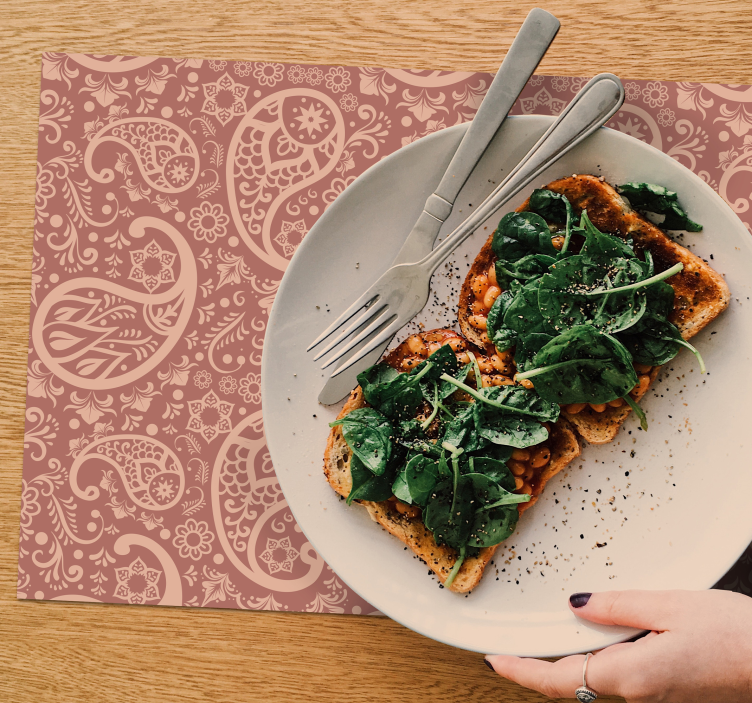 Mantel individual patrón floral morado - TenVinilo