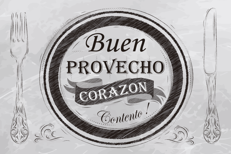 Mantel individual frase corazón feliz vientre lleno  - TenVinilo