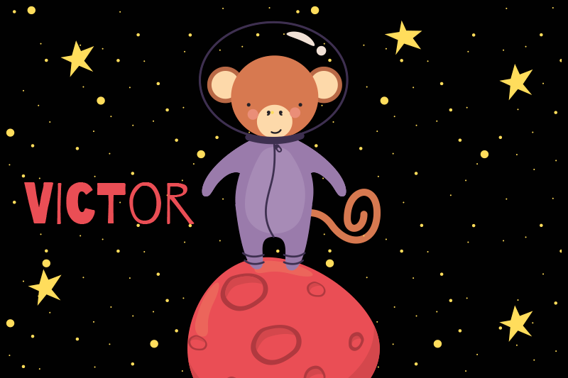 Individual de mesa infantil aventura del mono astronauta - TenVinilo