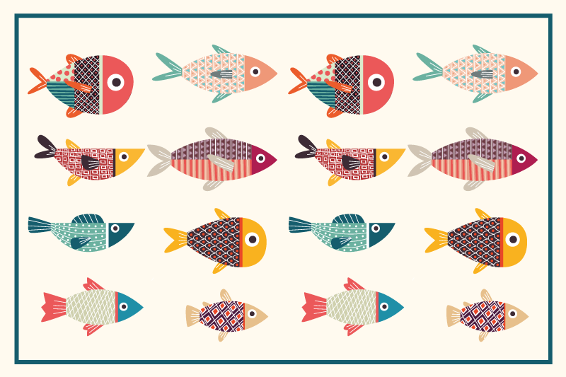 Individual original mesa patrones de peces coloridos - TenVinilo