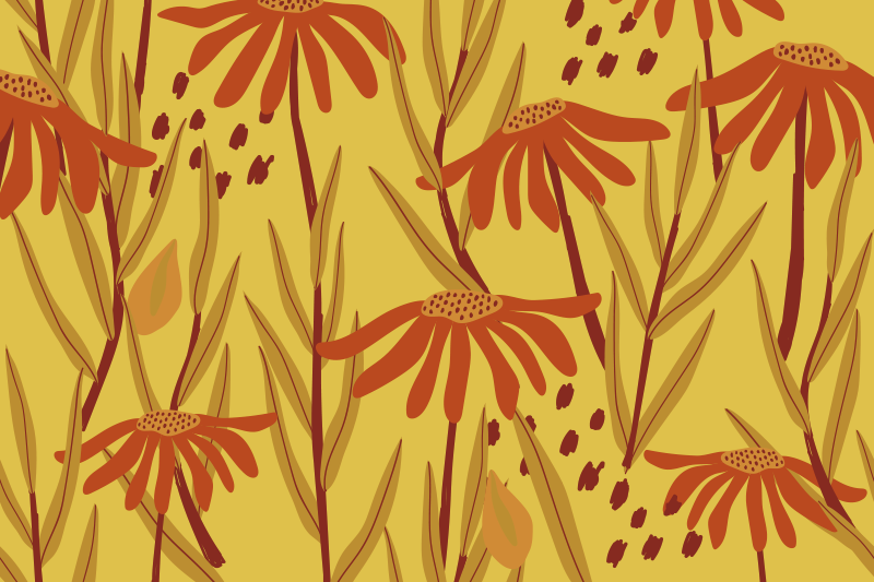 Individual original mesa patrón floral amarillo - TenVinilo