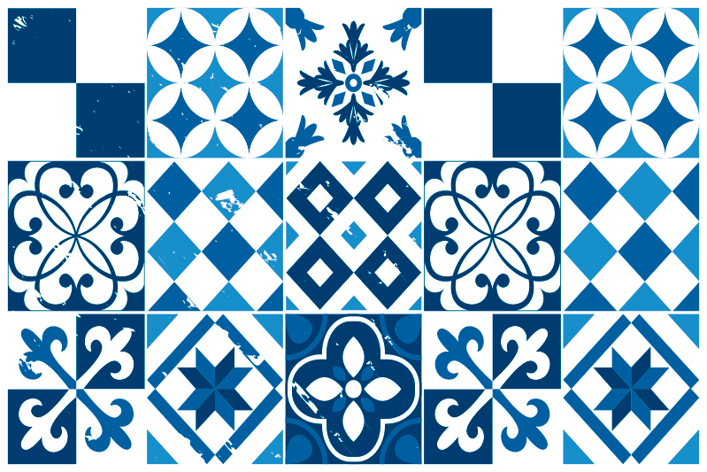 Individual mesa patrón azulejos geométricos - TenVinilo