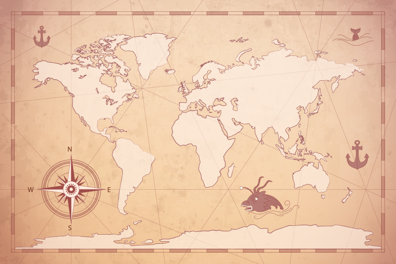 Individual original mesa ilustración del mapa mundial - TenVinilo