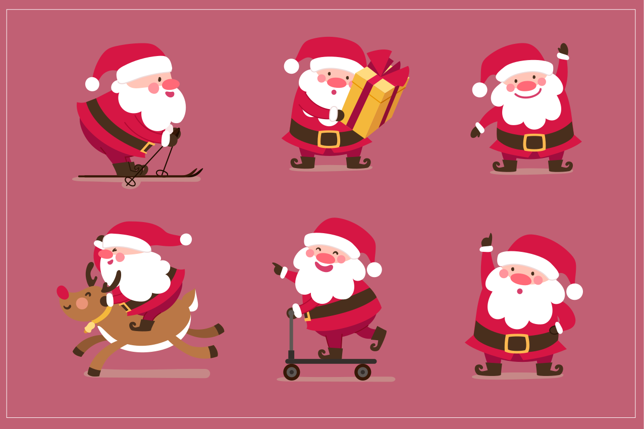 Individual de mesa navideño personajes de santa claus - TenVinilo
