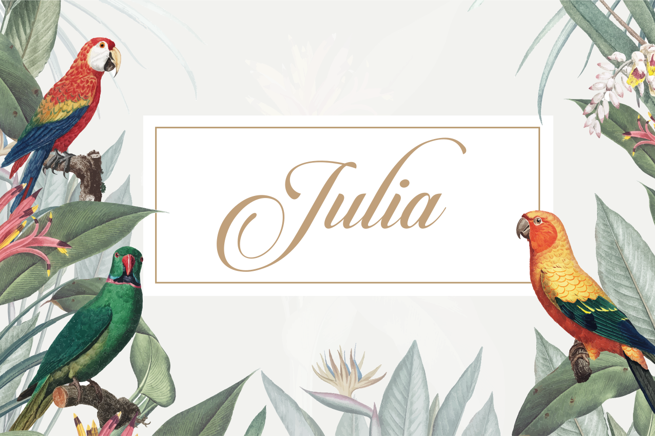 Manteles individuales con nombre Maqueta tropical de guacamayo - TenVinilo