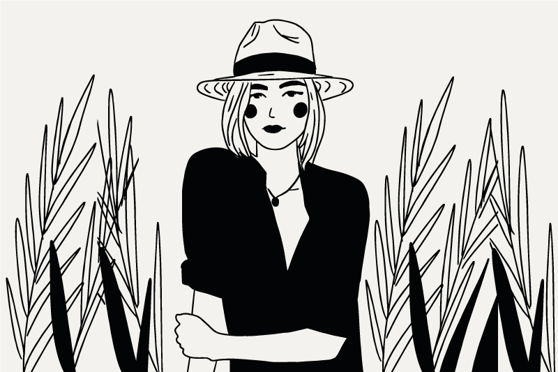 Individual original mesa ilustración de mujer elegante - TenVinilo