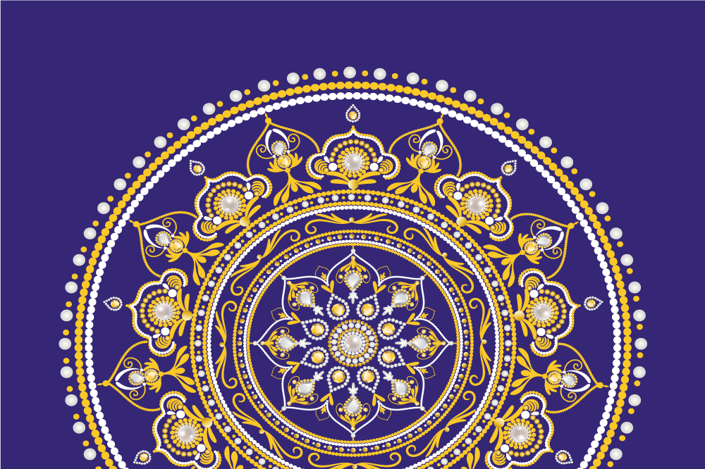 Individual original mesa mandala dorado intrincado - TenVinilo