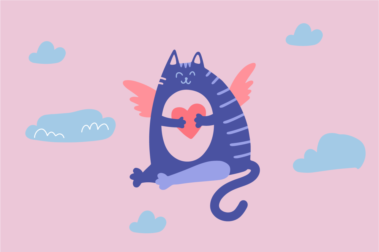 Individual de mesa infantil gato volador con corazón - TenVinilo