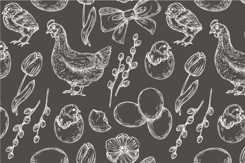 Mantel individual original Aves de corral dibujadas a mano - TenVinilo