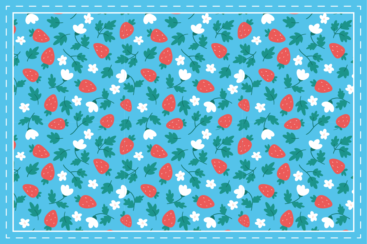 Individual original mesa patrón floral de fresas - TenVinilo