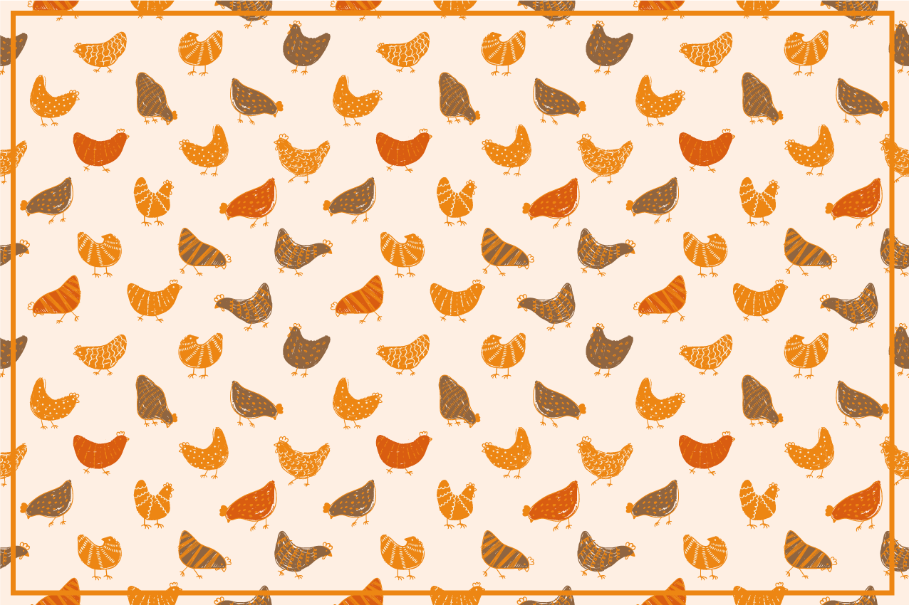 Mantel individual infantil Pollito y pollito patrón naranja - TenVinilo