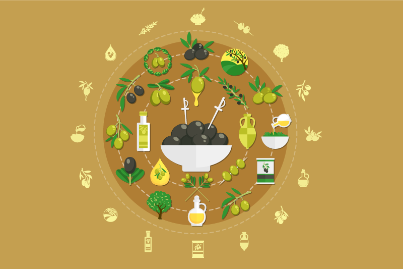 Individual original mesa arreglo de cuencos de oliva - TenVinilo