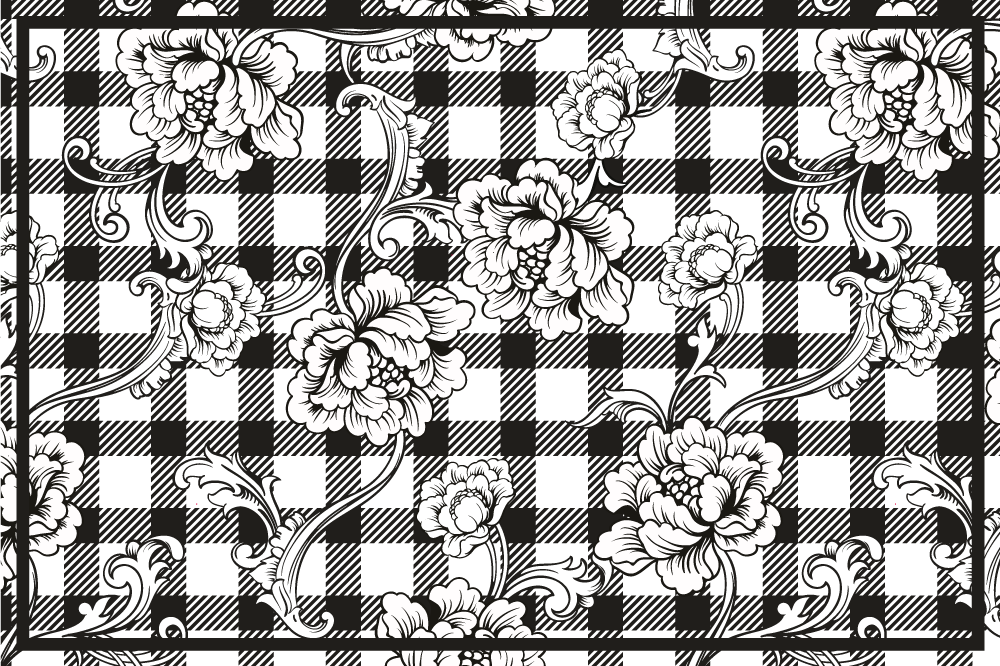 Individual original mesa patrón a cuadros floral - TenVinilo