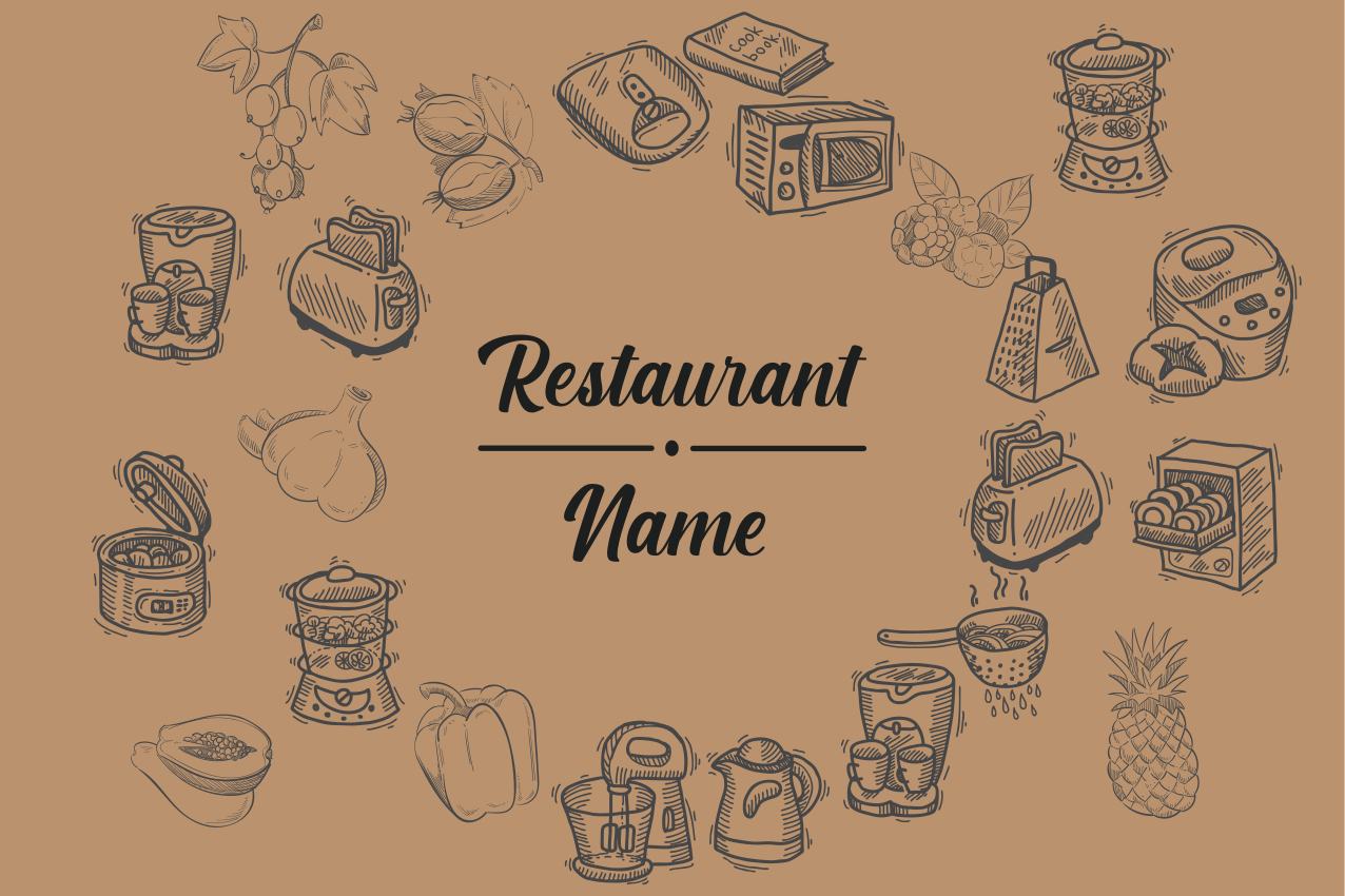 Mantel individual restaurante Nombre personalizable marrón con ve - TenVinilo