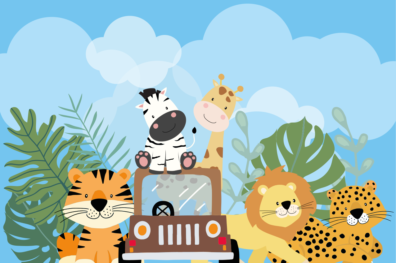 Individual de mesa infantil escena safari animal - TenVinilo