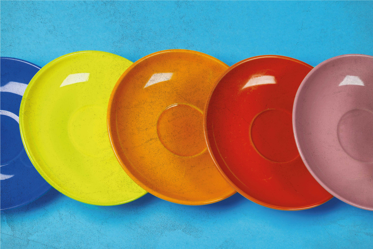 Individual mesa moderno platos circulares coloridos - TenVinilo