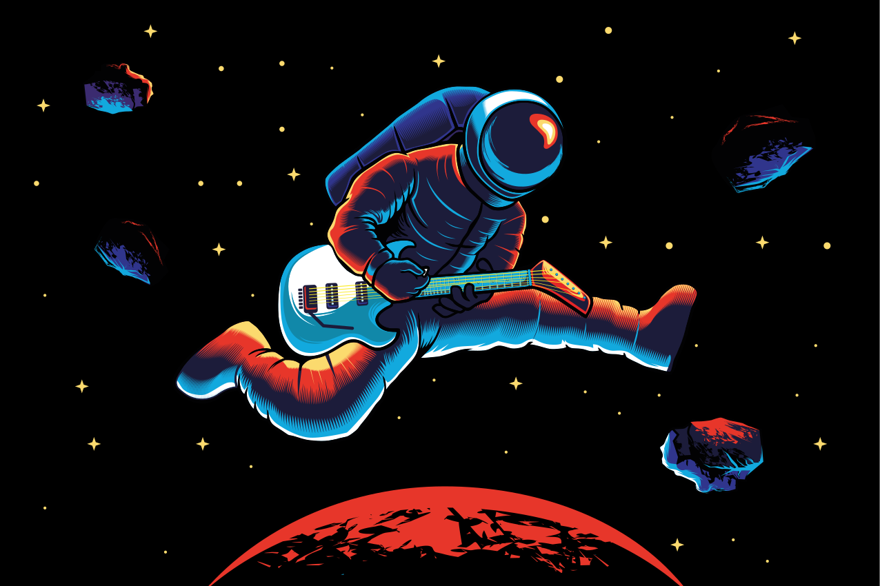 Individual original mesa astronauta tocando guitarra - TenVinilo