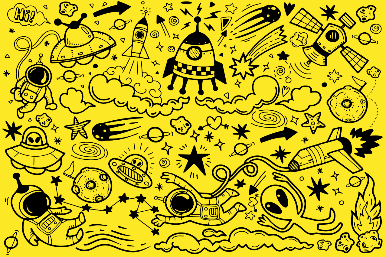 Individual de mesa infantil patrones de aventura espacial - TenVinilo