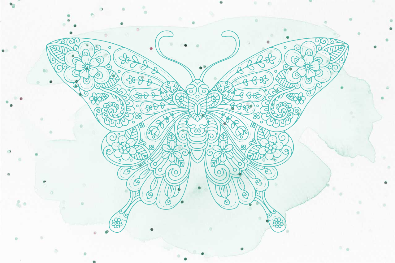 Manteles individuales de mariposa turquesa y mandala - TenVinilo