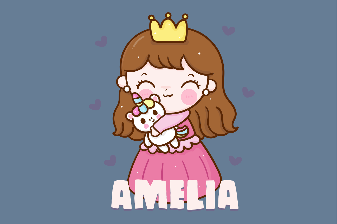 Individual de mesa infantil princesa linda con unicornio - TenVinilo