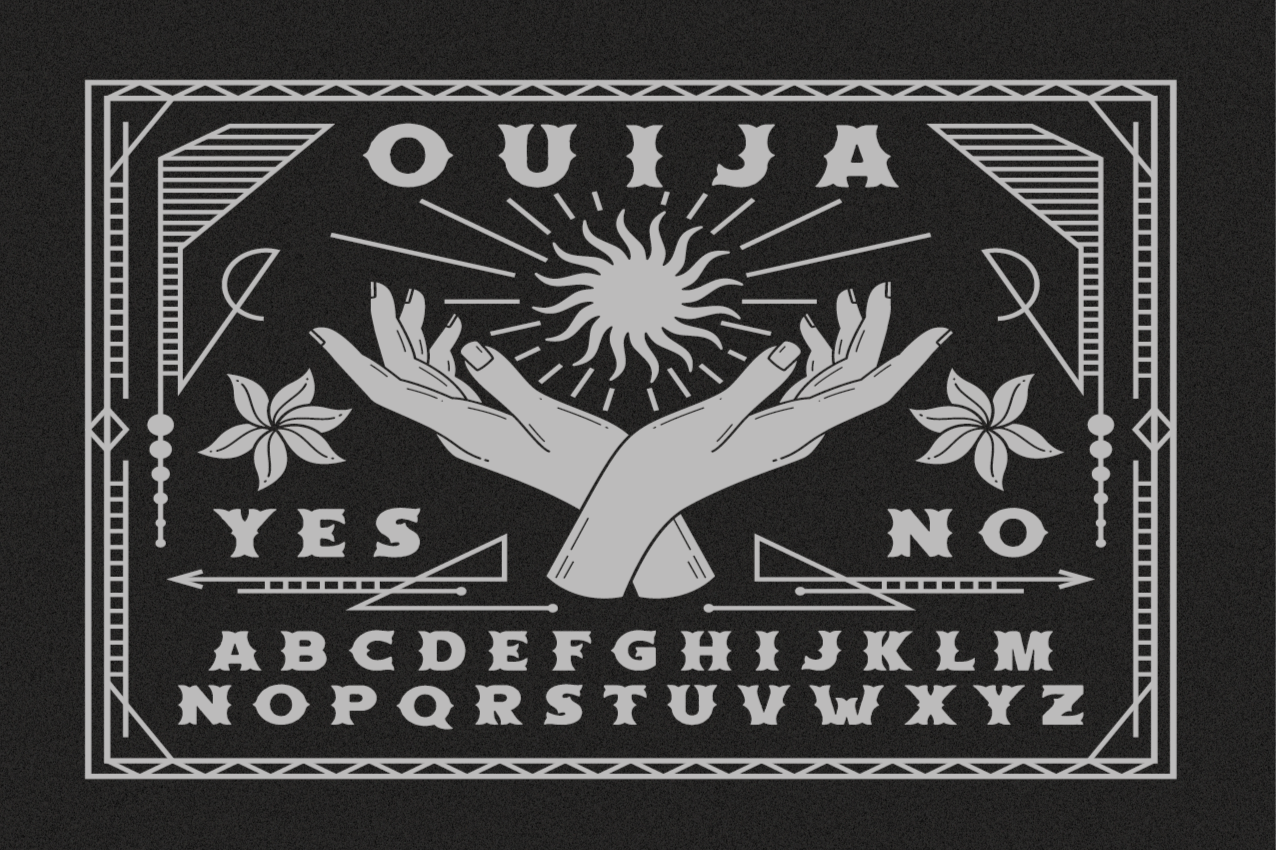 Individual mesa frases tablero ouija manos - TenVinilo