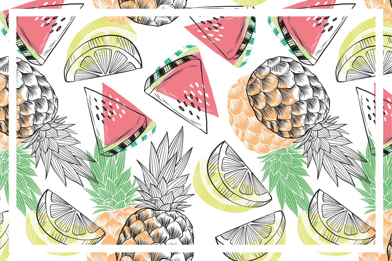 Individual original mesa patrón de frutas tropicales - TenVinilo