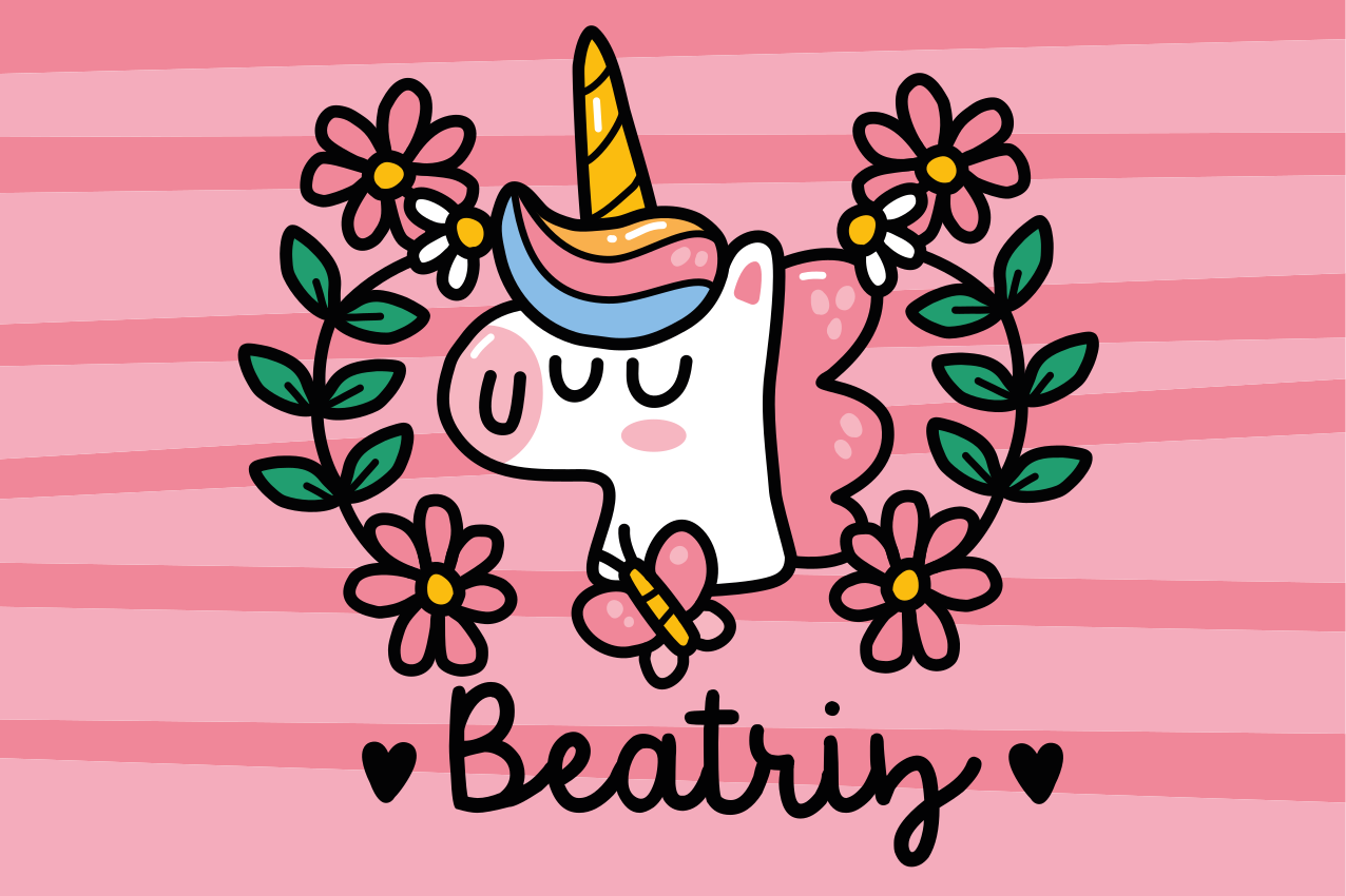 Mantel individual personalizable Linda flor unicornio - TenVinilo