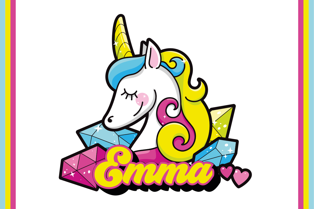 Individual de mesa infantil tema de gemas de unicornio - TenVinilo