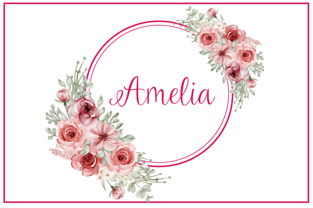 Mantel individual personalizable Flores de color rosa sobre fondo - TenVinilo