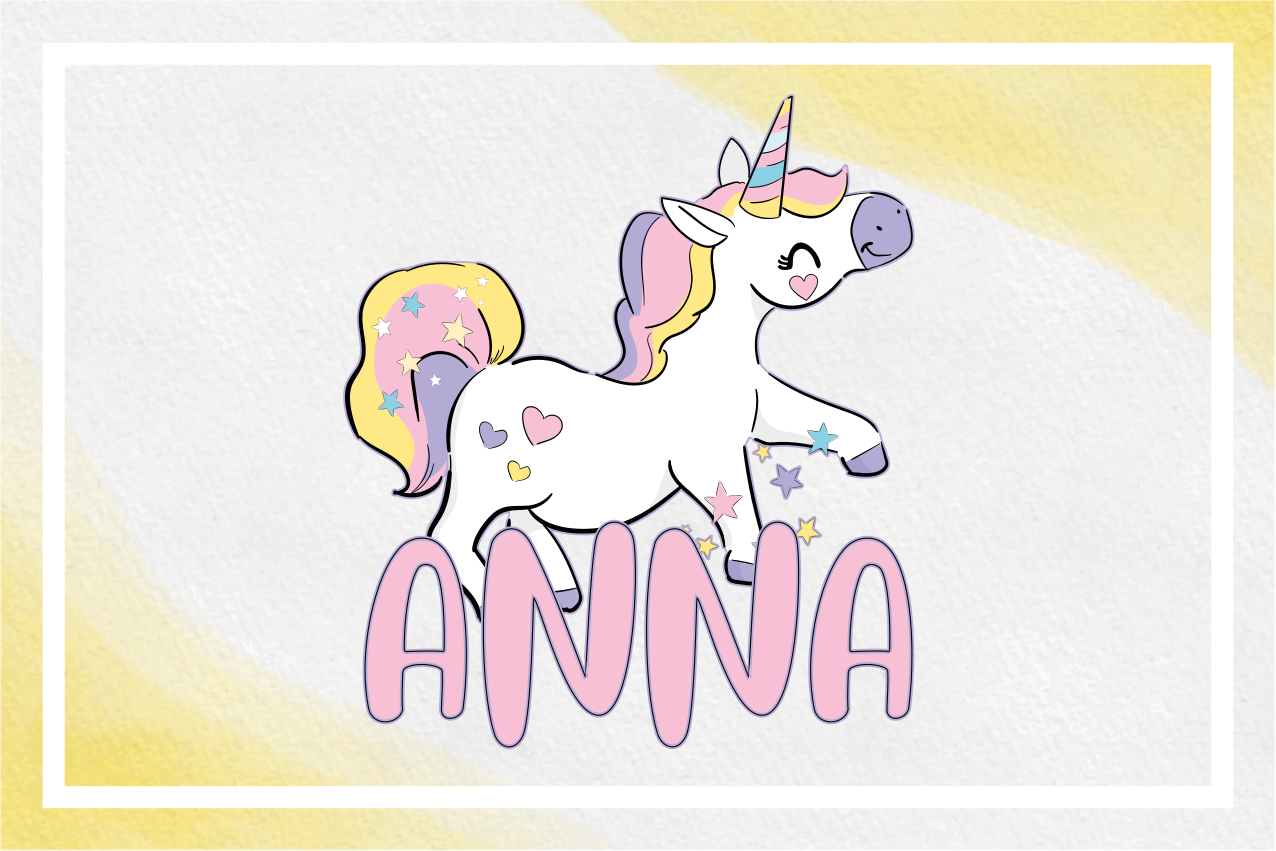 Individual de mesa infantil unicornio con corazones - TenVinilo