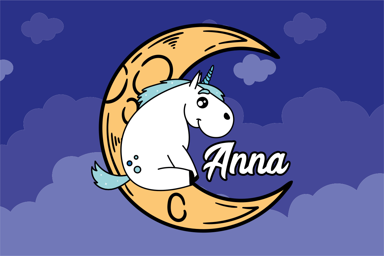 Individual de mesa infantil unicornio luna noche - TenVinilo