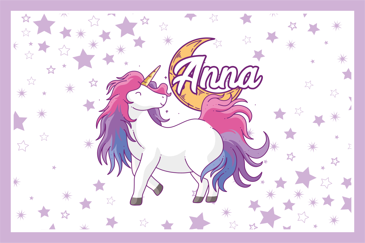 Individual de mesa infantil unicornio con estrellas - TenVinilo