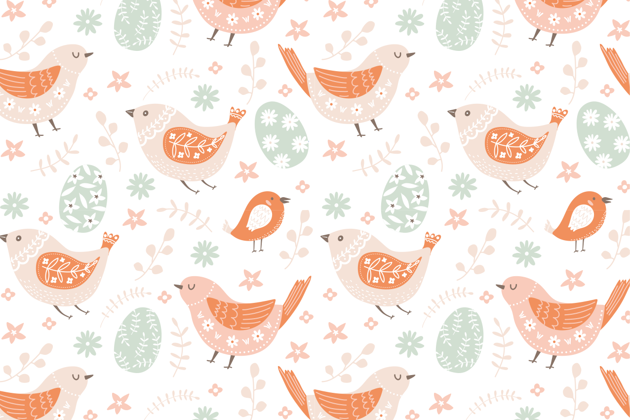 Individual de mesa infantil patrones de aves encantadoras - TenVinilo