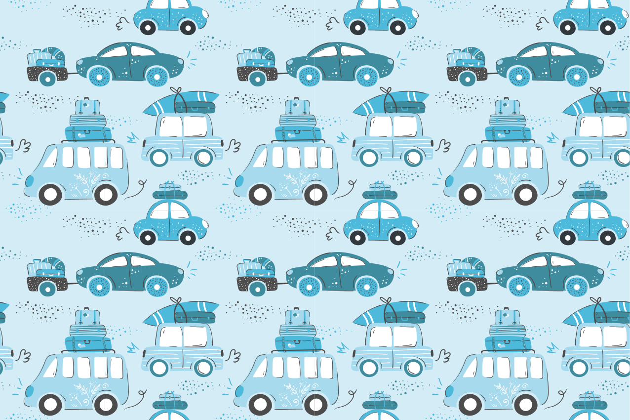 Individual de mesa infantil coches con equipaje - TenVinilo
