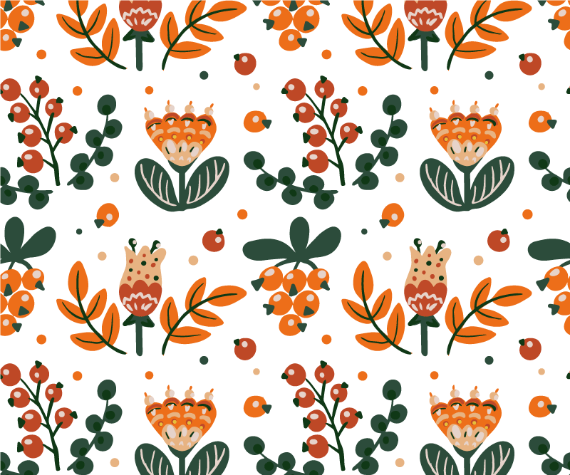 Mantel individual original Flores rojas con frutos rojos - TenVinilo