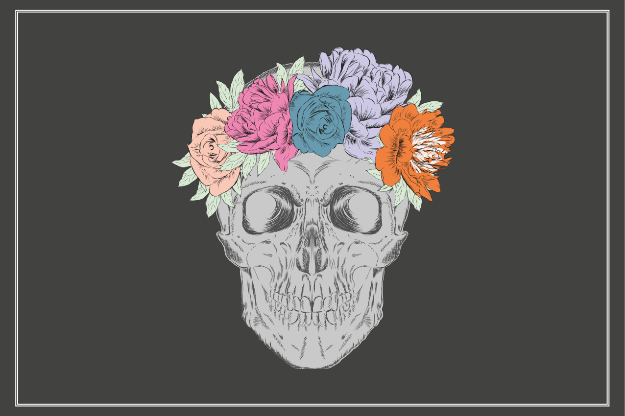 Individual original mesa corona floral de calavera - TenVinilo