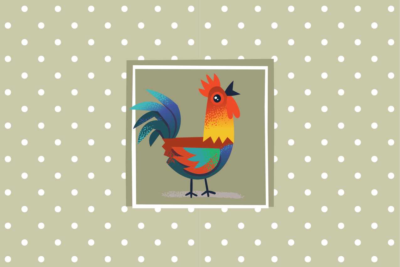 Individual de mesa infantil arte de gallo colorido - TenVinilo