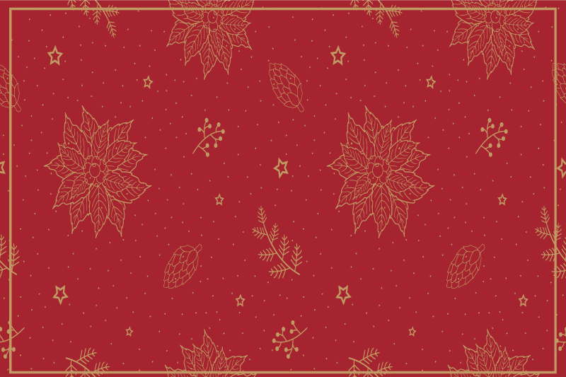 Individual de mesa navideño patrón floral festivo - TenVinilo