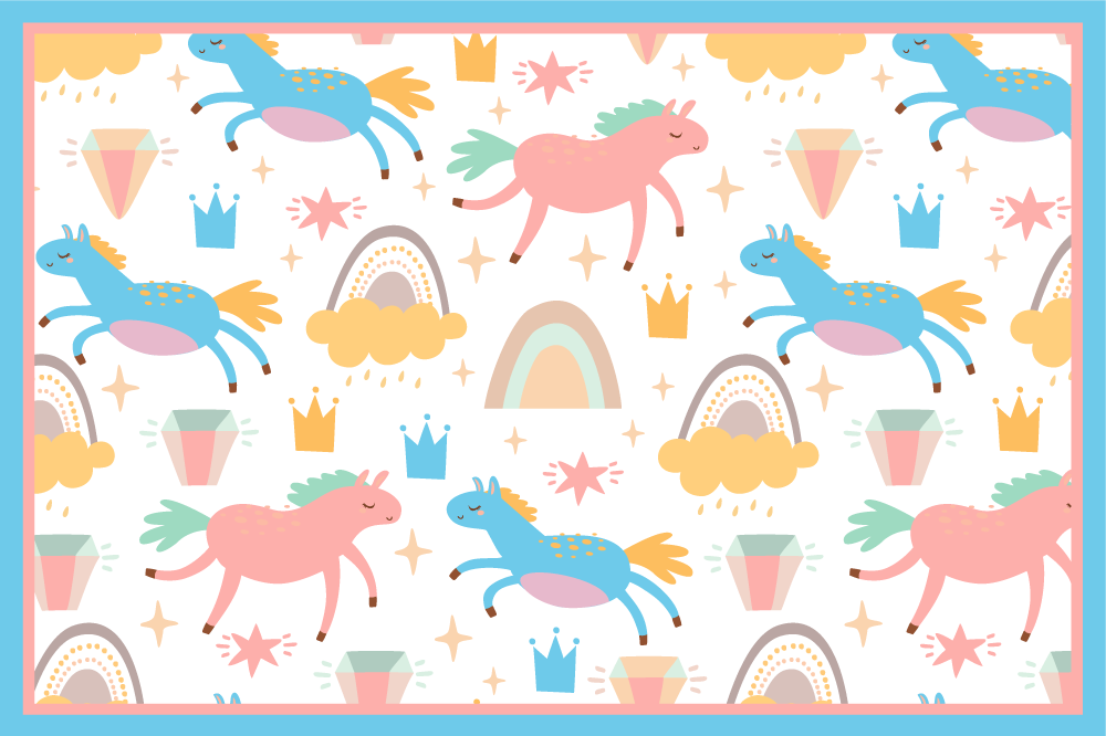 Individual de mesa infantil unicornios coloridos corriendo - TenVinilo