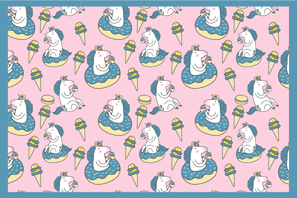 Individual de mesa infantil unicornios disfrutando helado - TenVinilo