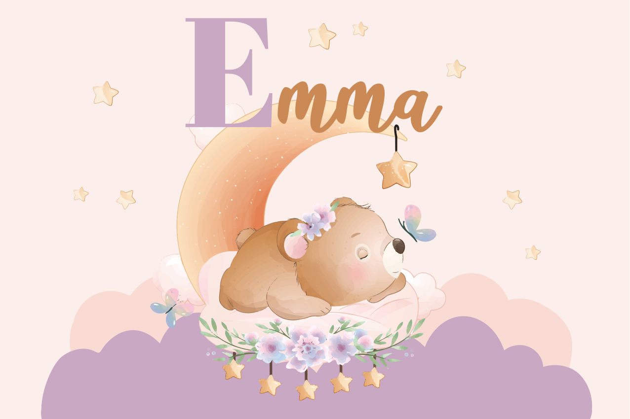 Individual de mesa infantil oso durmiendo con estrellas - TenVinilo