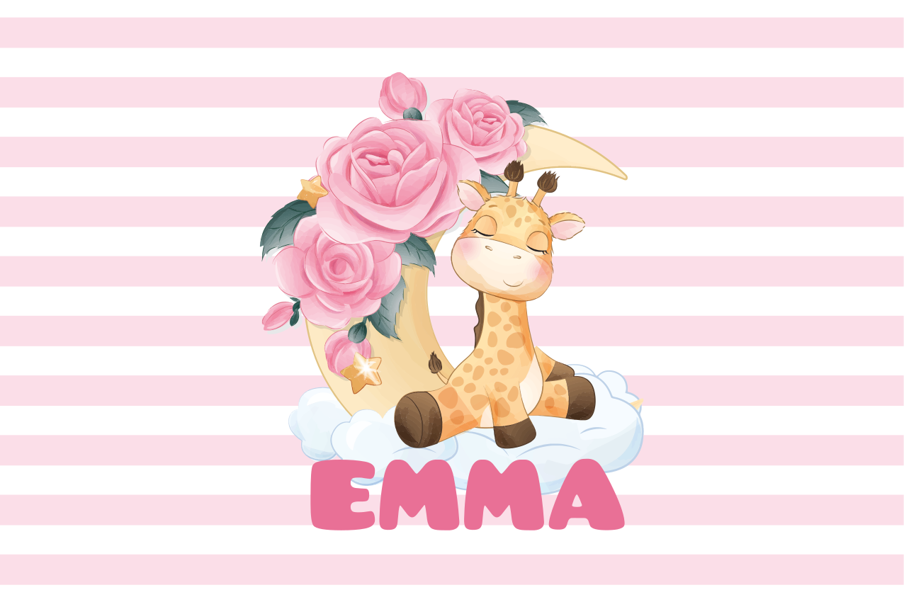 Individual de mesa infantil jirafa con rosas - TenVinilo